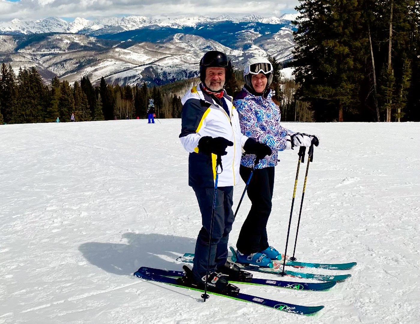 Dr Wilson and his wife nancy skiing